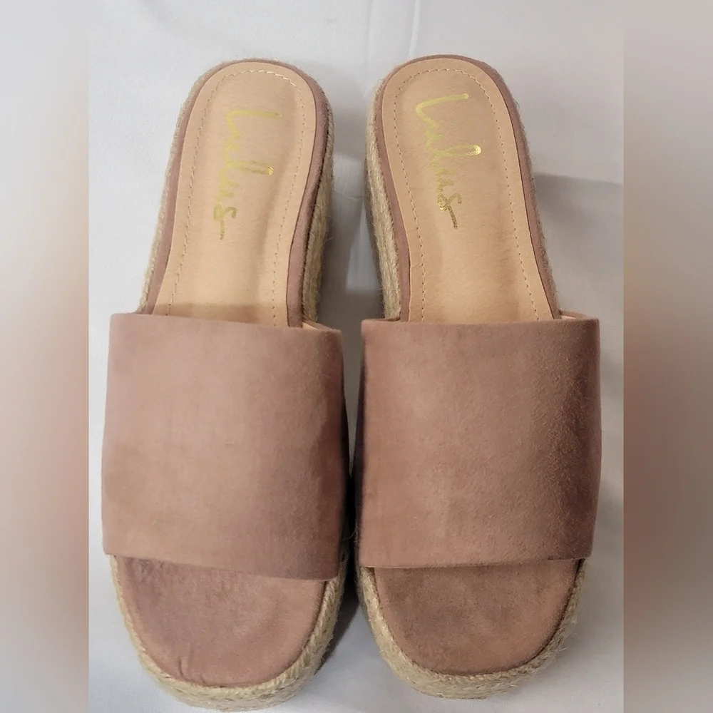 Lulus Exclusive O'Ahu 2 Mauve Suede Espadrille Platforms Womens Size 7.5 New